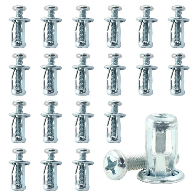 Dijedev 20 Pcs M4 x 20 Carbon Steel Hollow Wall Anchors, Silver, Hex Head Screws, 10 kg Shear Strength, Ideal for Hollow Doors, Aluminium Cladding, Steel Pipe, Iron Sheet, Plastic Sheet - Image 1